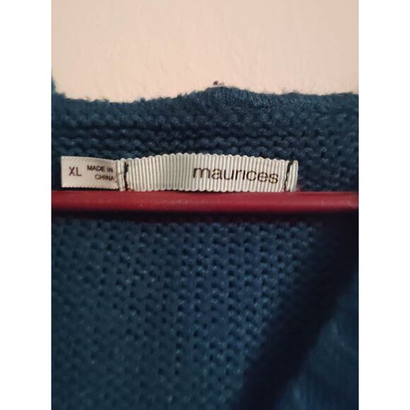 Maurice's Womens Aqua Blue Shore Sleeve Knit Hoodie Sweater Size XL - Picture 2 of 3